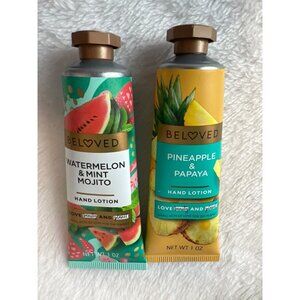Beloved Lot 2 NEW 1OZ Hand lotion Sealed Watermelon Mint & Pineapple Papaya Be L